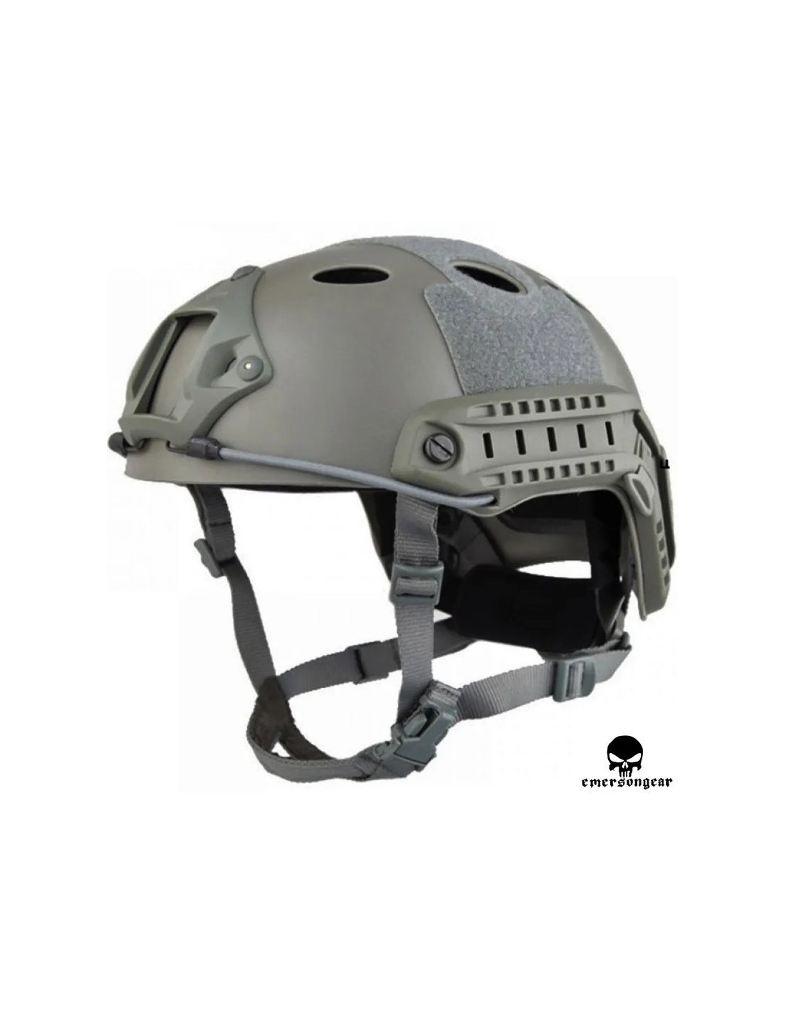 Casco táctico tipo PJ con montaje frontal para visera y rieles Verde
