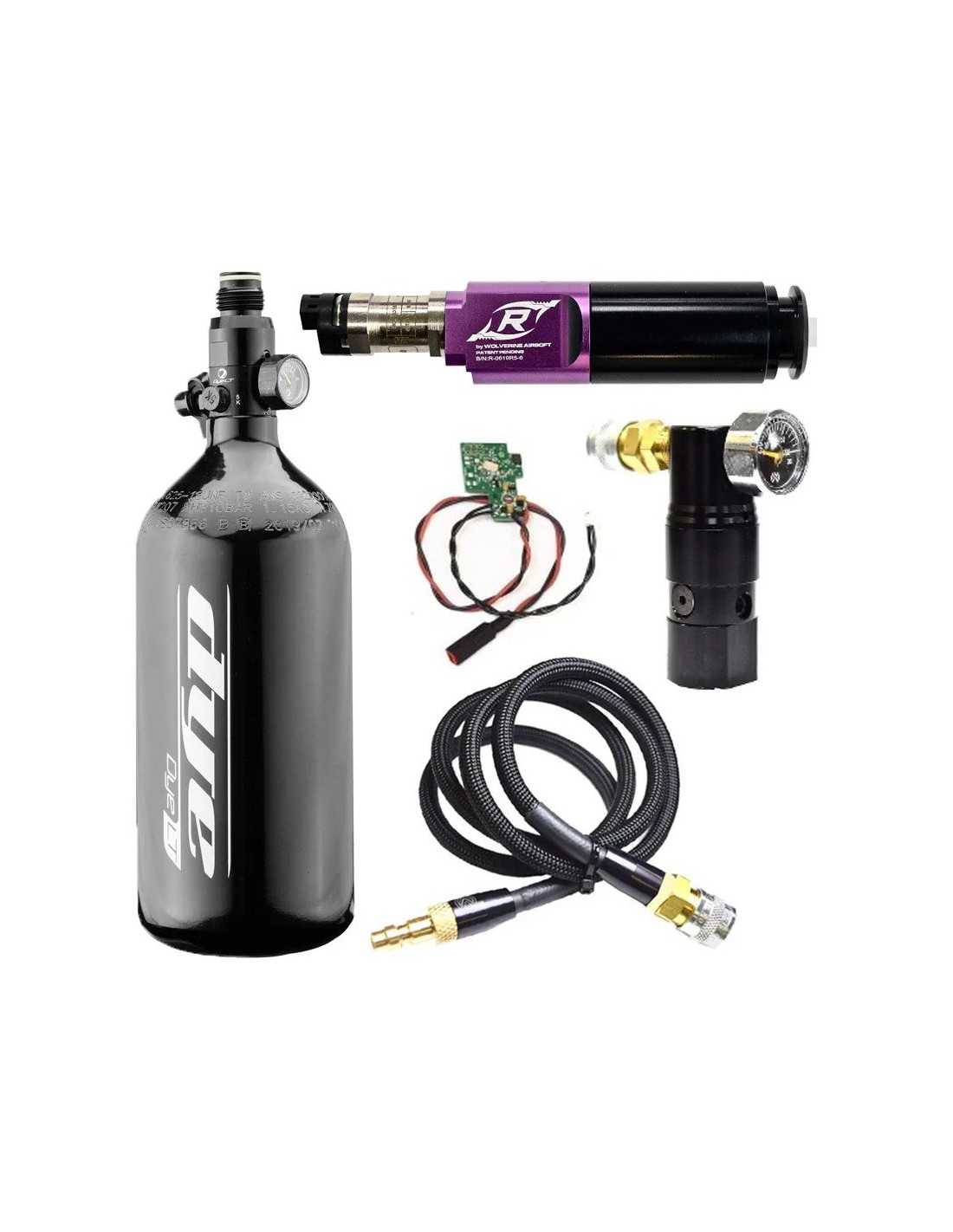 Pack UNIDAD HPA Reaper Gen2 V2 M4 Spartan Edition + Regulador HPA Storm OnTank + Línea de Aire + Botella HPA de 0,8 L con regulador 3000 PSI
