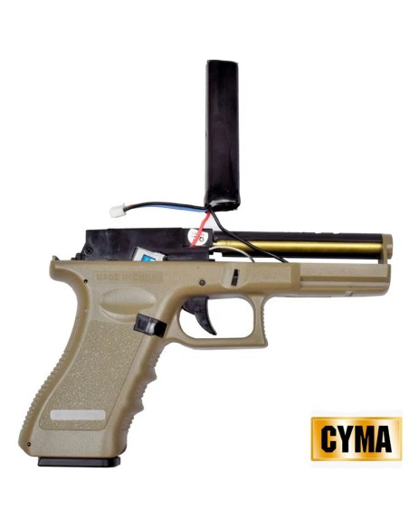 pistola-electrica-cyma-c18-version-mosfet-tan-vista-angulo-lateral
