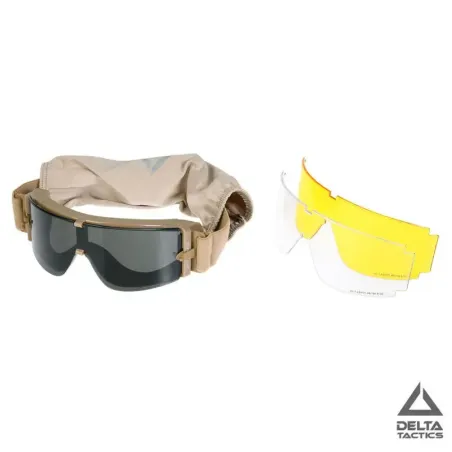 GAFAS PANTALLA TAN 3 LENTES 800 DELTA TACTICS - AirSoftYecla.es