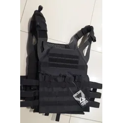 CHALECO PLATE CARRIER NEGRO DELTA TACTICS V18 + 2 PLACAS DE PROTECCION DUMMY