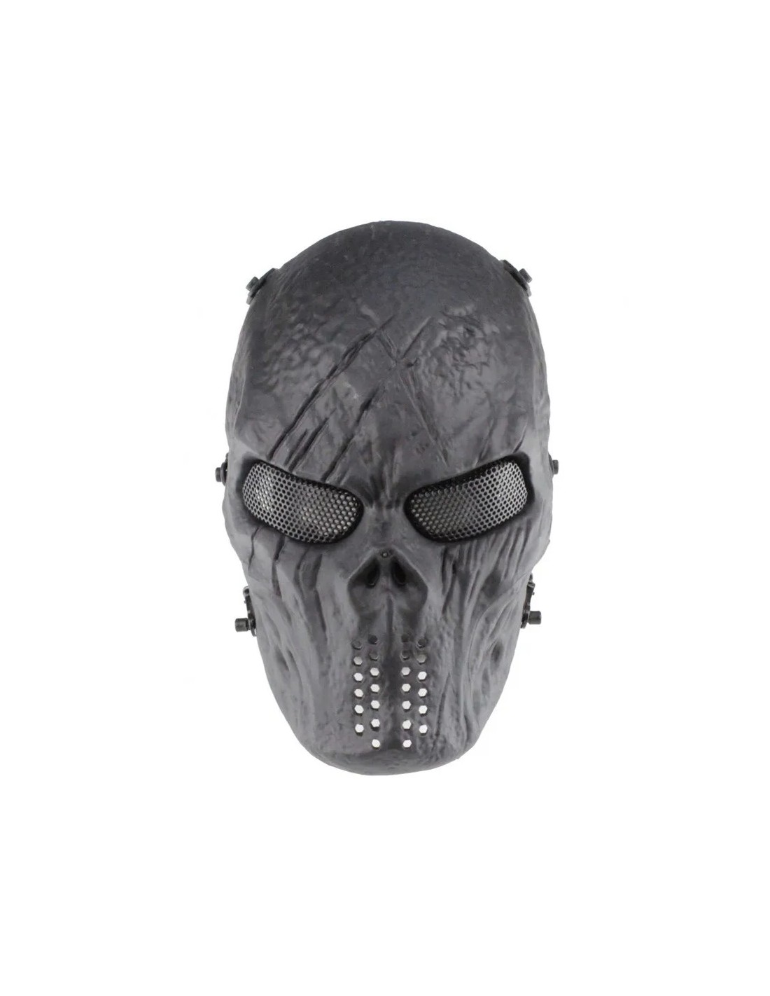 MÁSCARA DE CALAVERA TÁCTICA CON REJILLA DE ACERO Y ALMOHADILLA INTERNA DE GOMA