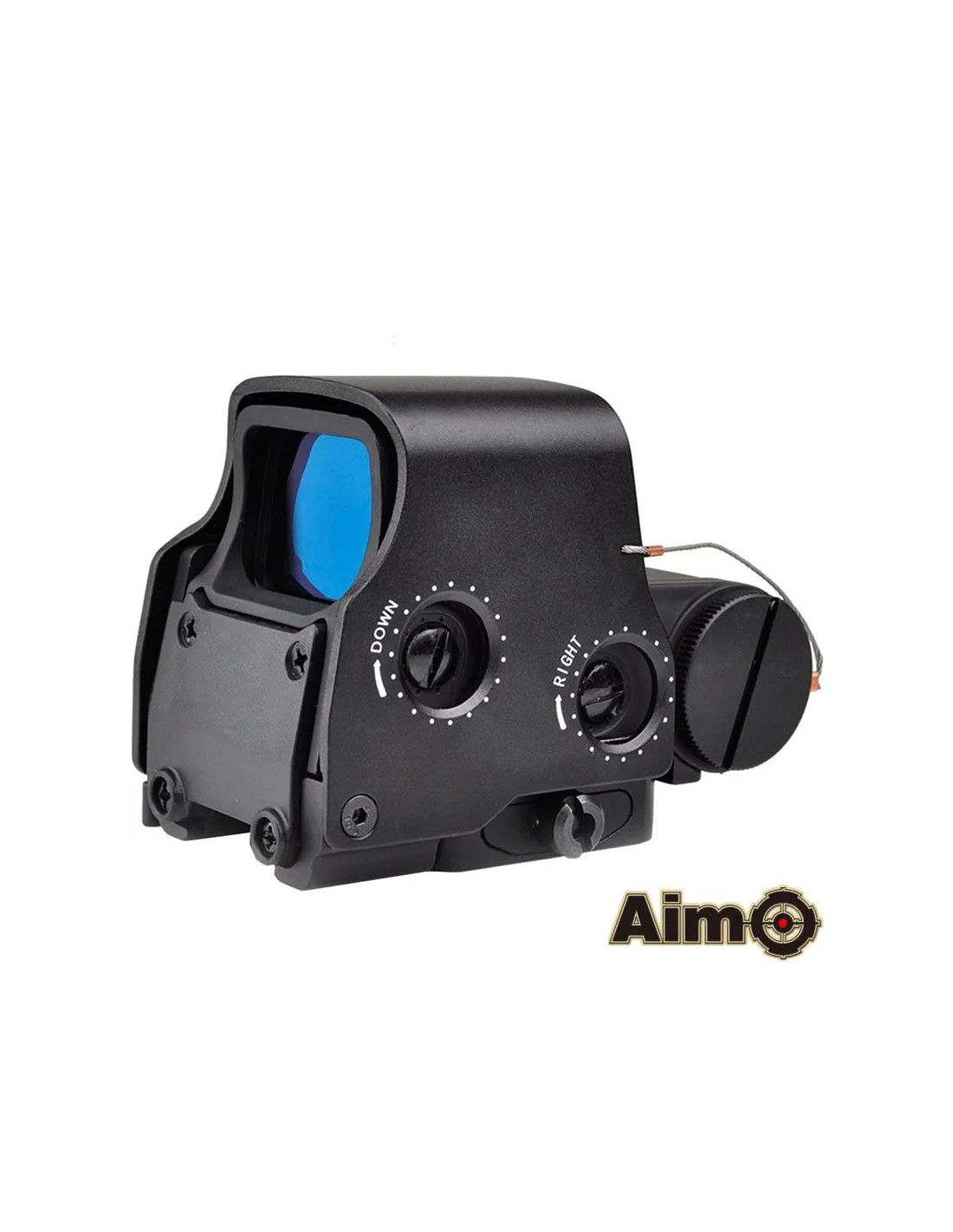 MIRA PUNTO COMPACTA CONTROLES LATERALES ILUMINADA DOBLE BRILLO AJUSTABLE CUERPO METÁLICO MONTAJE RÁPIDO RIEL 20MM AJUSTE DERIVA ELEVACIÓN RESISTENTE GOLPES NIEBLA BATERÍA CR123A