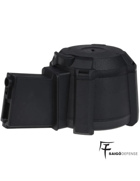 cargador-drum-electrico-m4-1000-rds-negro-saigo-defense-vista-frontal