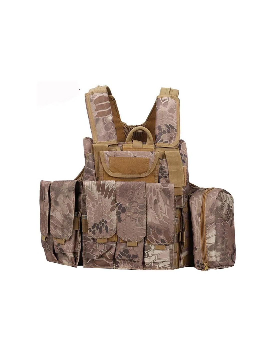 Chaleco táctico modular estilo HLD con portaradio portamapa portacargador triple para rifle portacargador doble para rifle portacargador doble para pistola y portaaccesorios