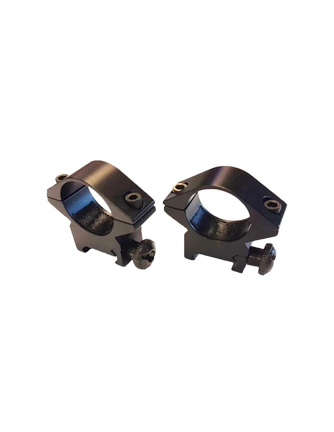 ANILLAS DE MONTURA BAJAS 20 mm TUBO 1 PULGADA ALTURA 40 mm ELEVACIÓN 19 mm ALUMINIO MECANIZADO 2 UNIDADES