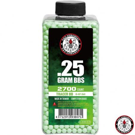 Bolas trazadoras 0.25g Verdes 2700bbs - G&G