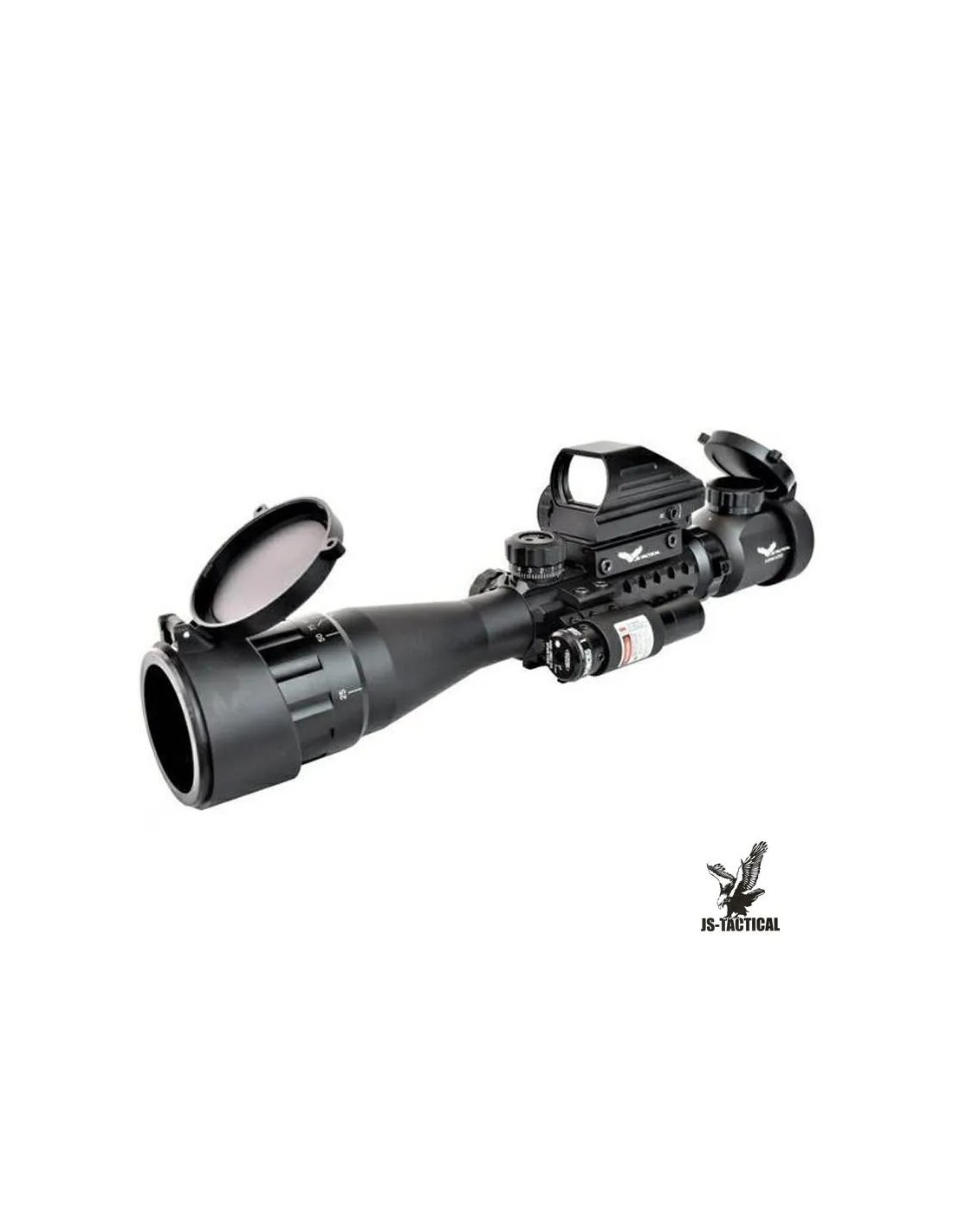 Pack MIRA TELESCÓPICA 3X a 9X 42MM retícula iluminada montaje riel 20MM + MIRA PUNTO ROJO con LÁSER montaje riel 20MM Verde
