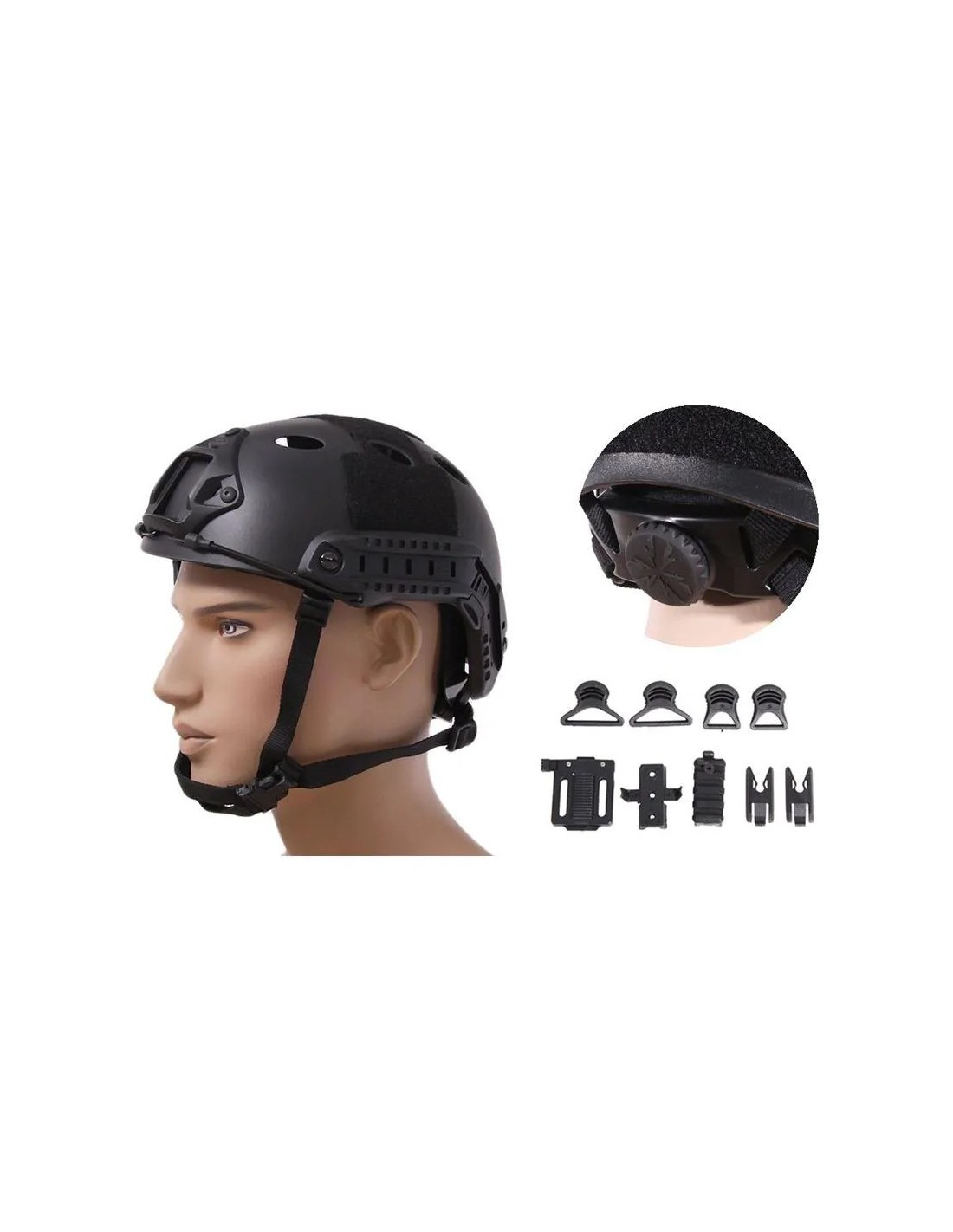 Casco FAST PJ ajustable con raíles Picatinny para airsoft