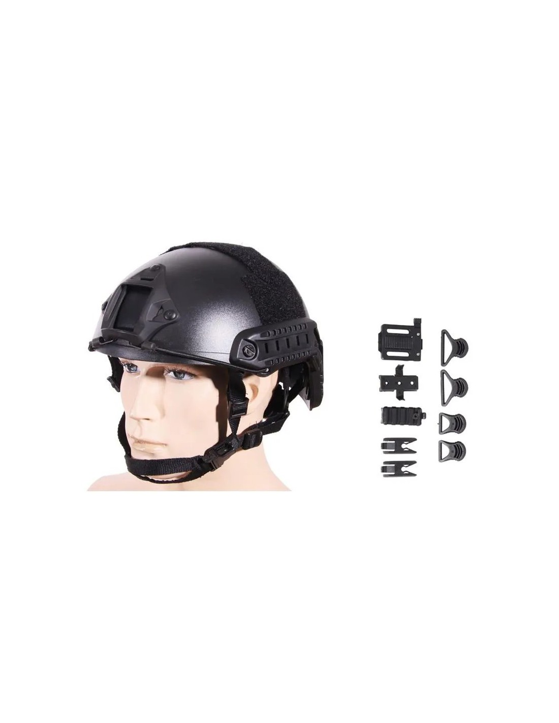 Casco militar ajustable FAST MH con raíles laterales montura frontal interior acolchado y visera de policarbonato antiimpactos