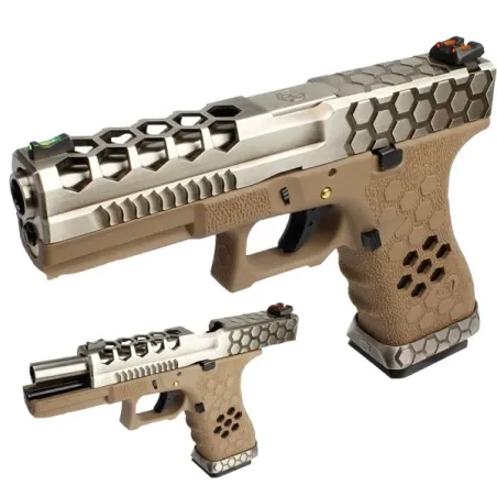 PISTOLA ARMORER WORKS VX0110 G17 HEX-CUT PLATA-TAN