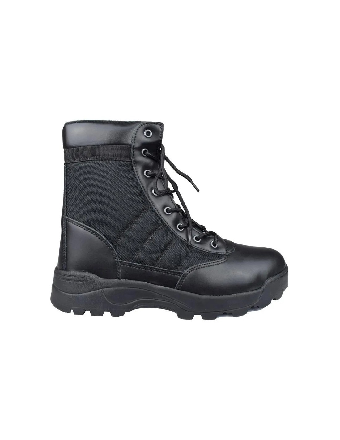 BOTAS MILITARES ANTIDESLIZANTES 8 OJALES SUELA DE GOMA CIERRE INTERIOR REFORZADO