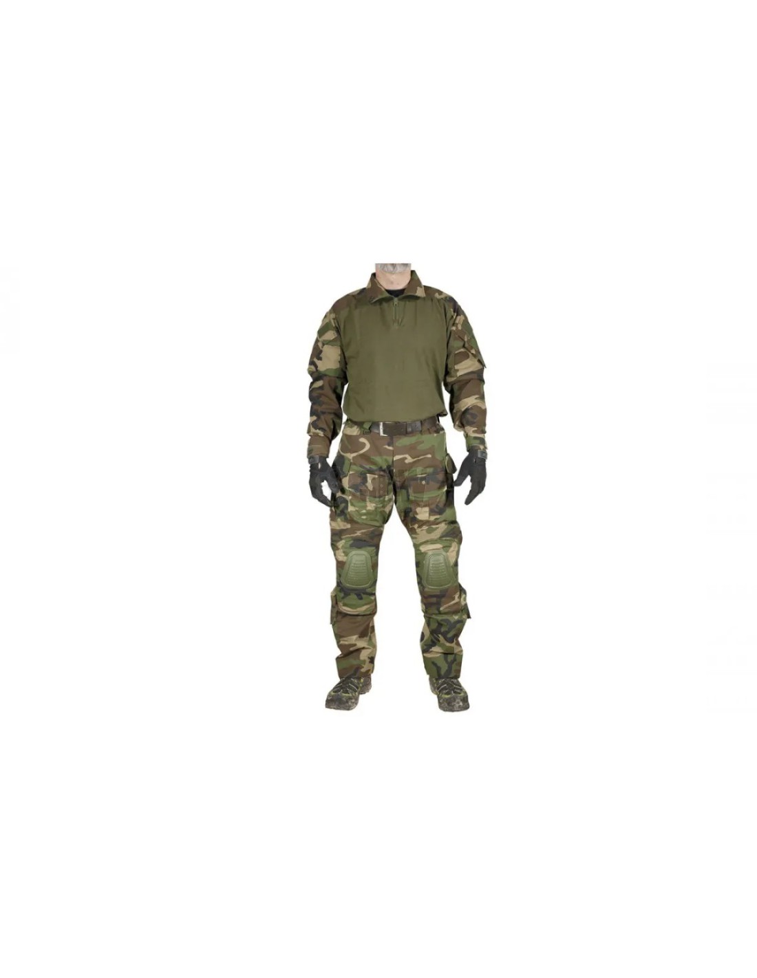 UNIFORME DE COMBATE TÁCTICO CAMISA Y PANTALÓN CON CODERAS DESMONTABLES Y BOLSILLOS CARGO