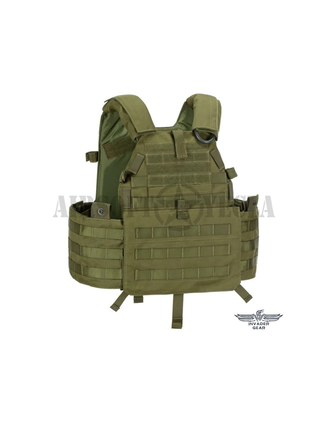 Chaleco portaplacas modular ligero con sistema MOLLE y liberación rápida Oliva