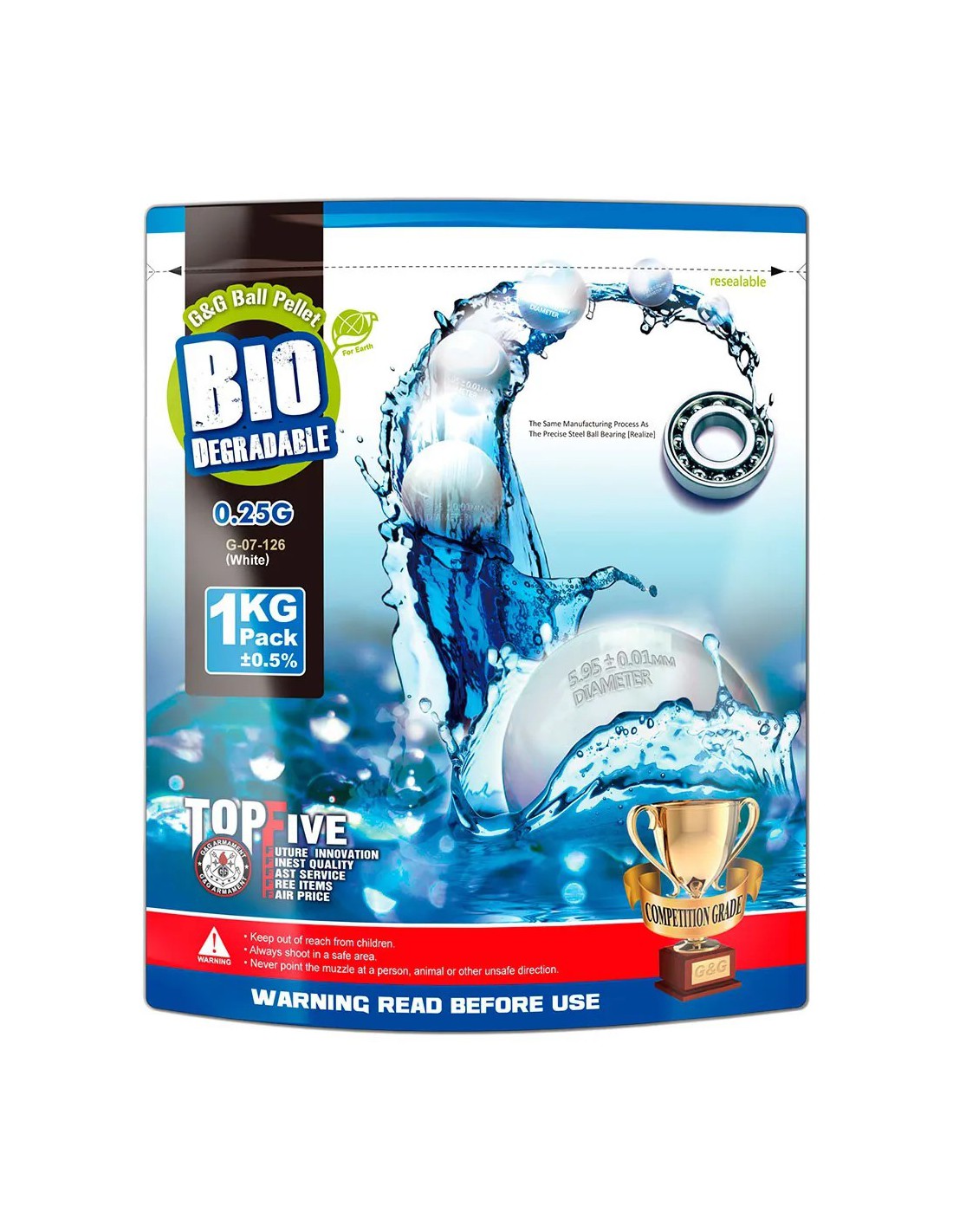 Bolas biodegradables 6 mm 0.25 g 4000 unidades PLA Blancas