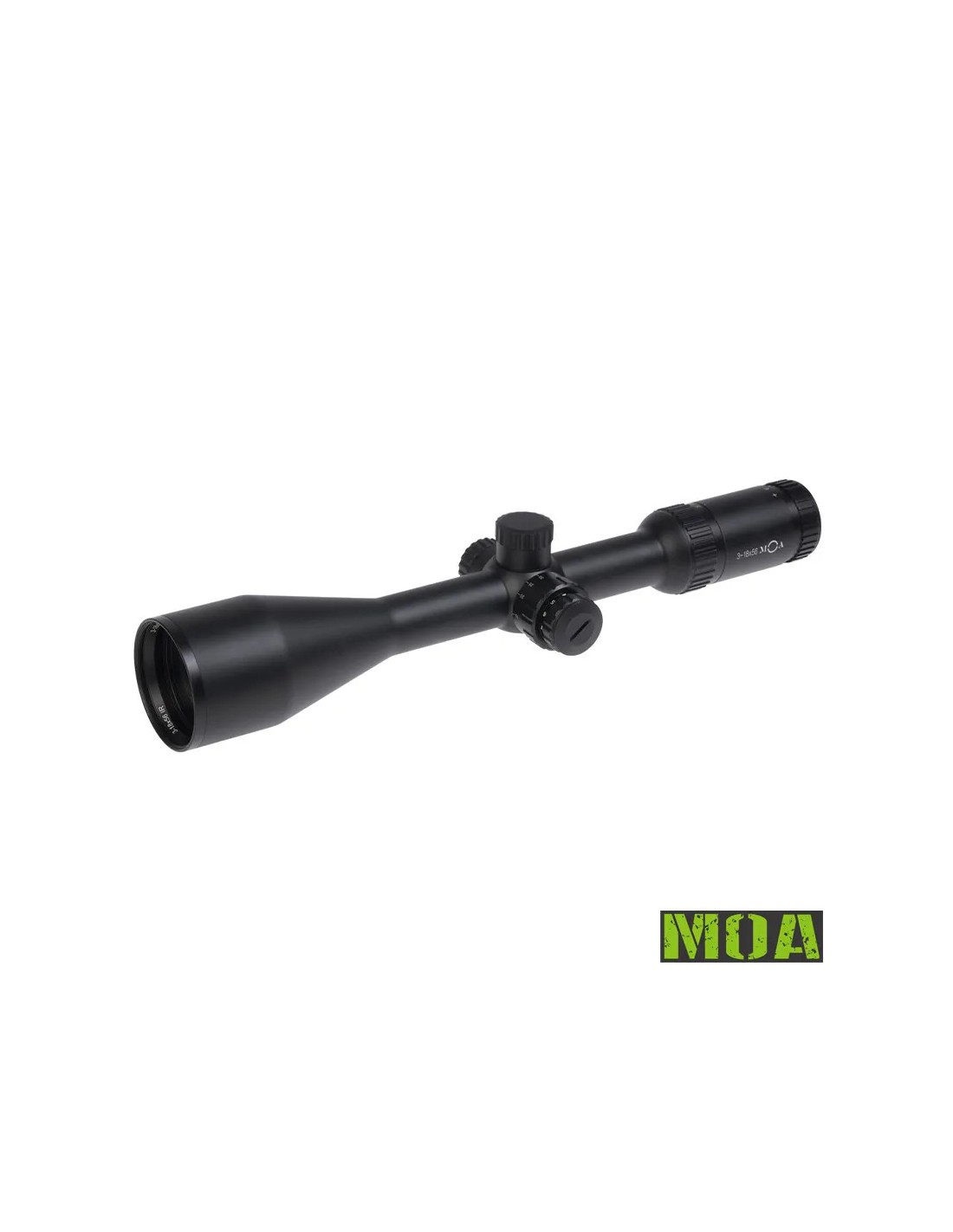 MIRA TELESCÓPICA 3-18X56 TUBO 30 mm RETÍCULA MOA ILUMINADA AJUSTE 1/4 MOA PARALEJE 91 m DISTANCIA OCULAR 100 mm