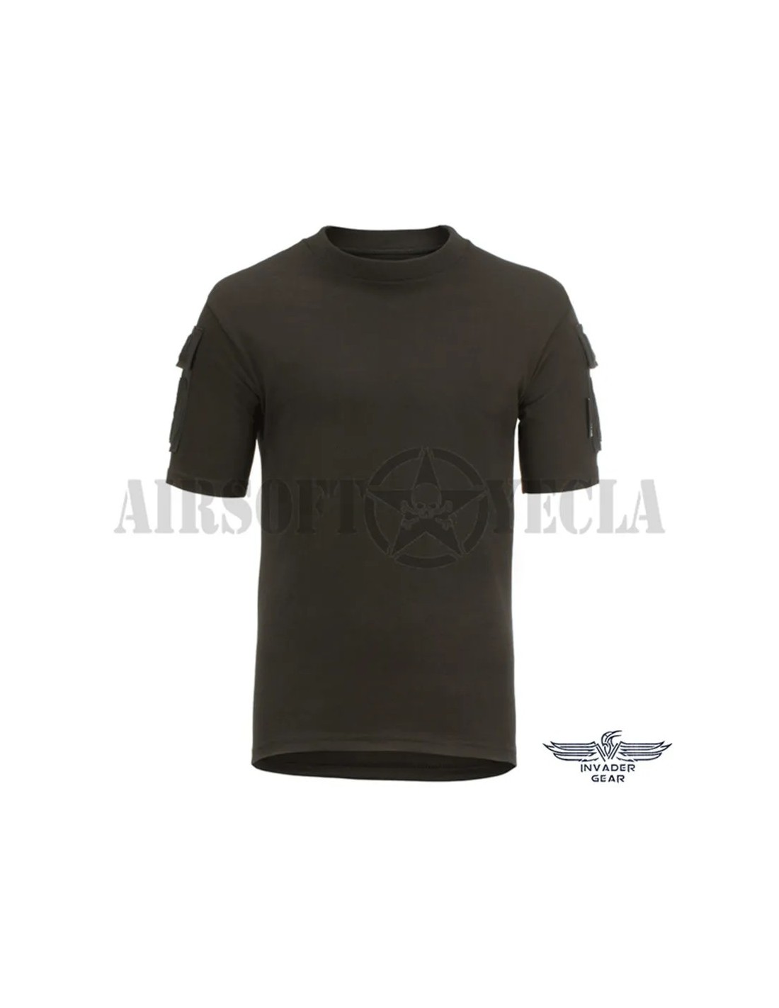 Camiseta táctica con dos bolsillos por manga y paneles de gancho y bucle para identificación