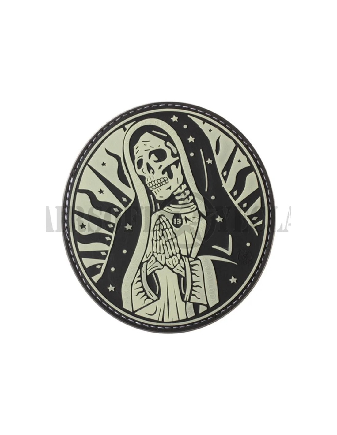 Parche de goma luminiscente Santa Muerte