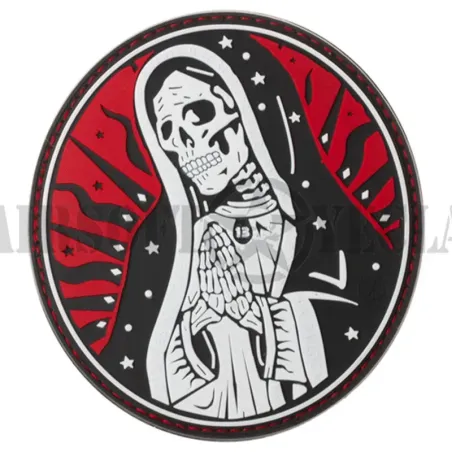 PARCHE DE GOMA SANTA MUERTE ROJO