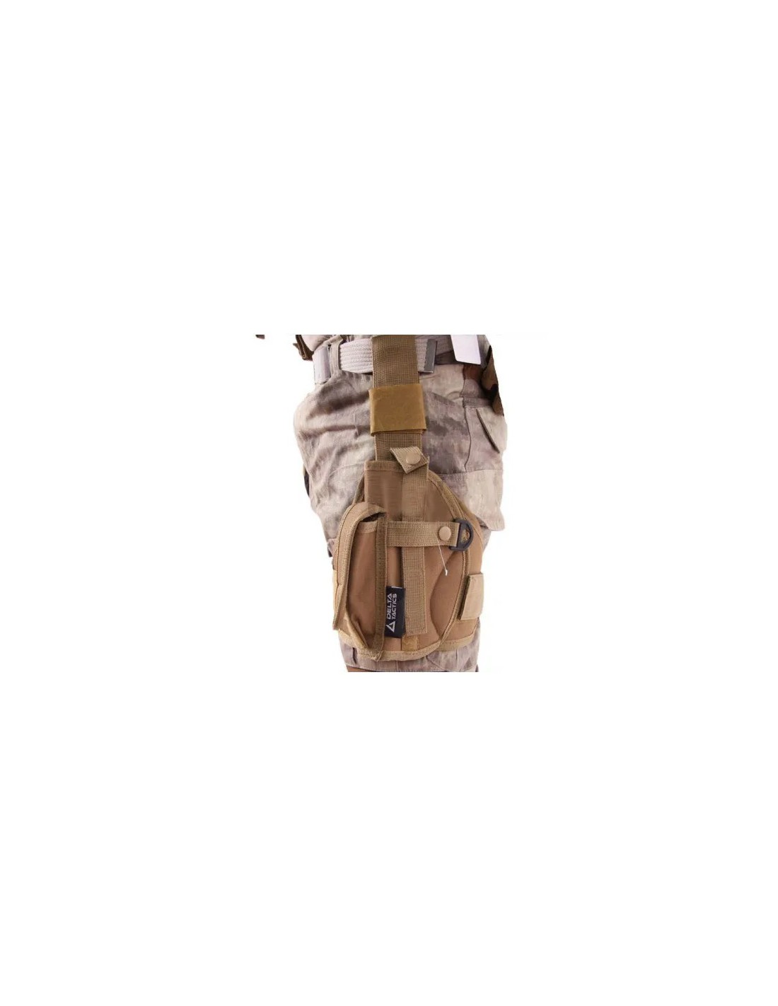 Pistolera pernera universal compacta para zurdos con portacargador Tan