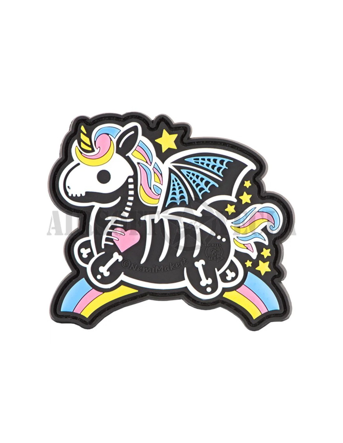 PARCHE DE GOMA CON DISEÑO ESQUELETO DE UNICORNIO