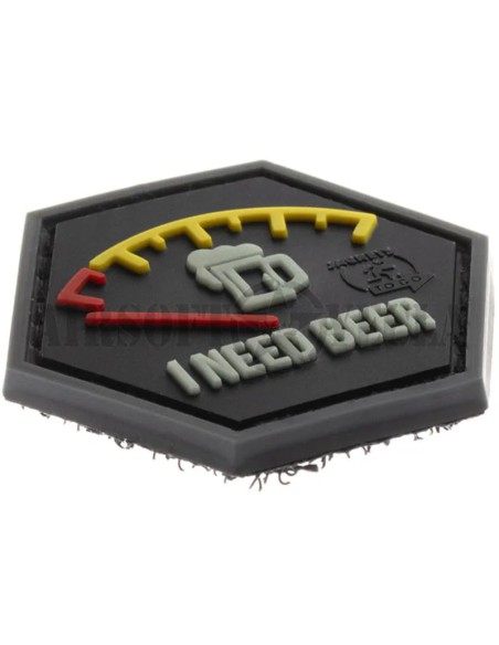 parche-resistente-i-need-beer-azul-goma
