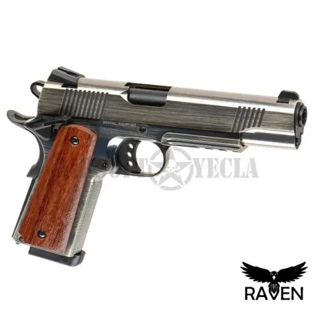 PISTOLA MEU RAILED GBB BRUSHED - RAVEN - AirSoftYecla.es