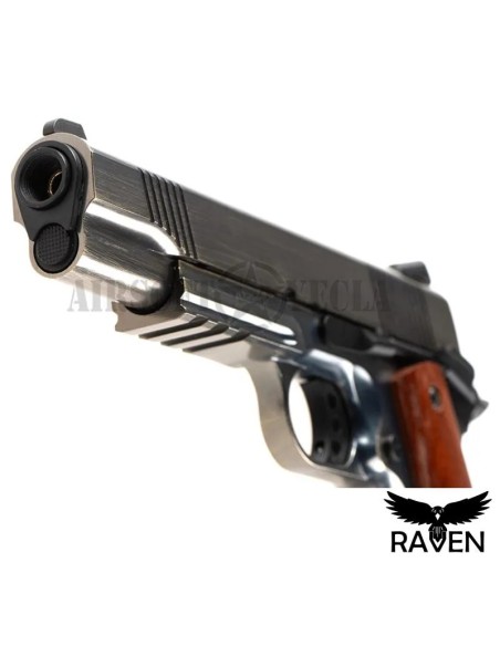 pistola-meu-railed-gbb-brushed-raven-empunadura-antideslizante