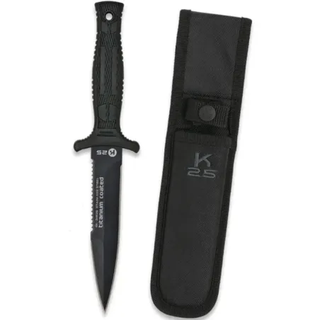 Cuchillo K25 Táctico con sierra y funda 12.5