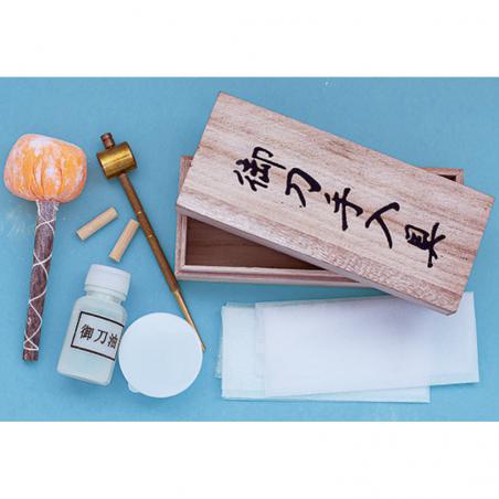 Kit de limpieza para katanas con caja de madera