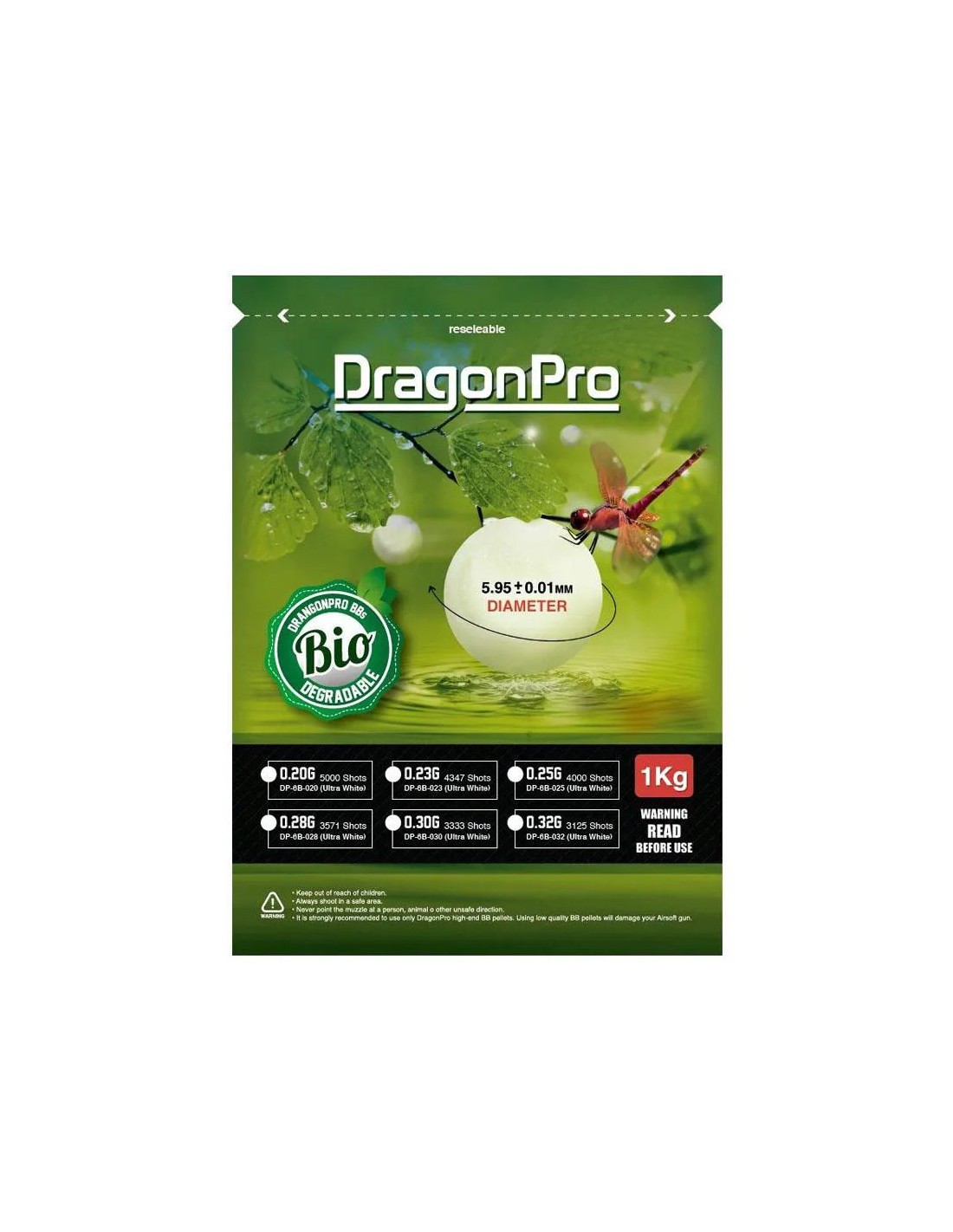 BOLAS 0.23G PLA BIODEGRADABLE 1KG 4347 UNIDADES