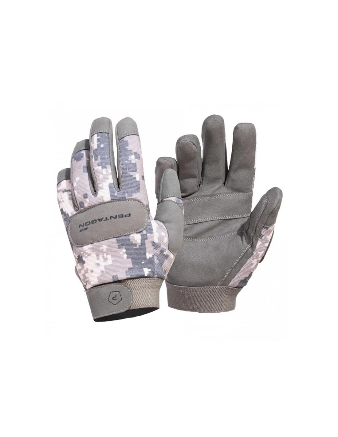Guantes tácticos de serraje y tejido sintético con refuerzo de nudillos y cierre de velcro Gris