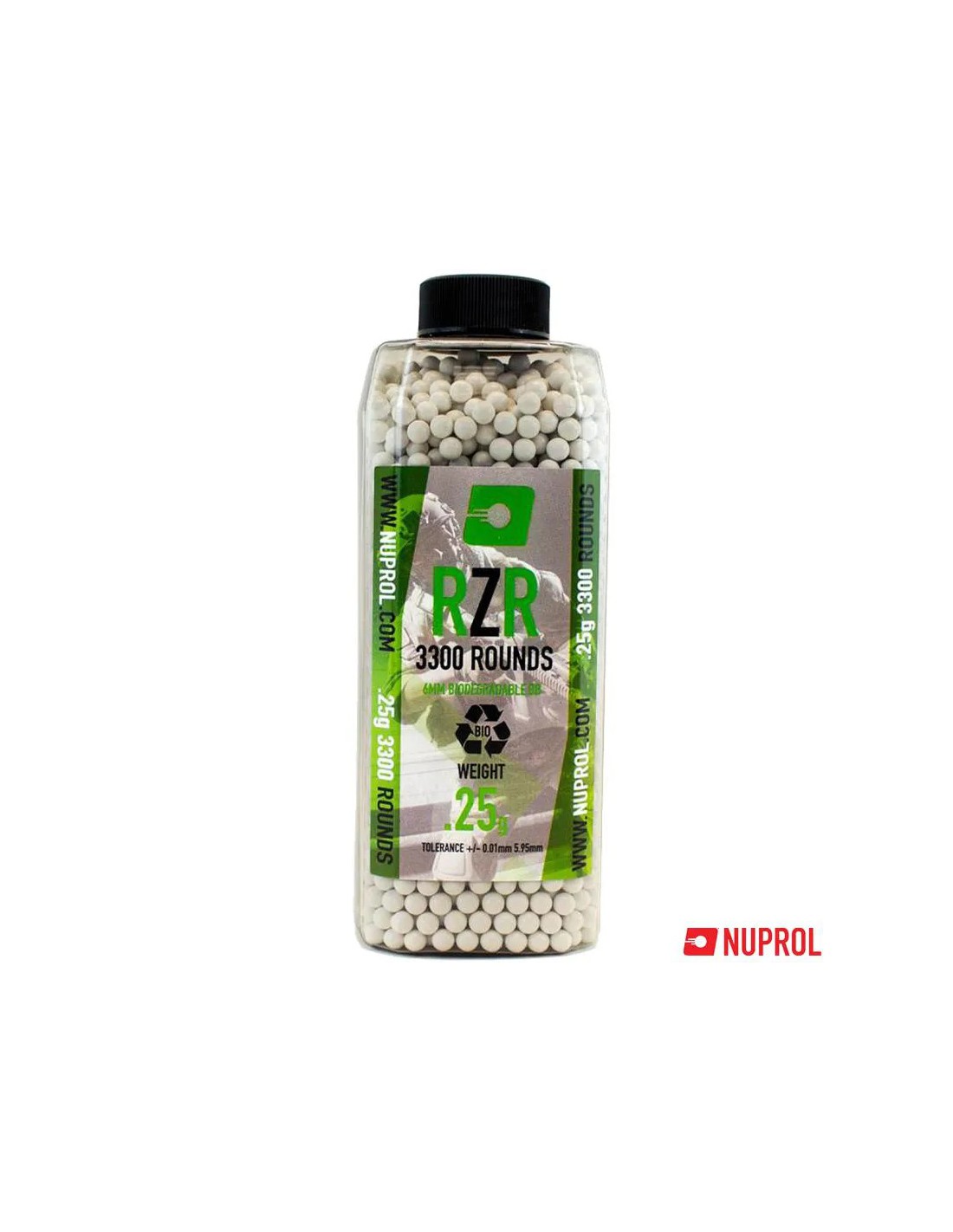 Bolas biodegradables 6 mm 0,25 g diámetro 5,95 mm tolerancia 0,01 mm