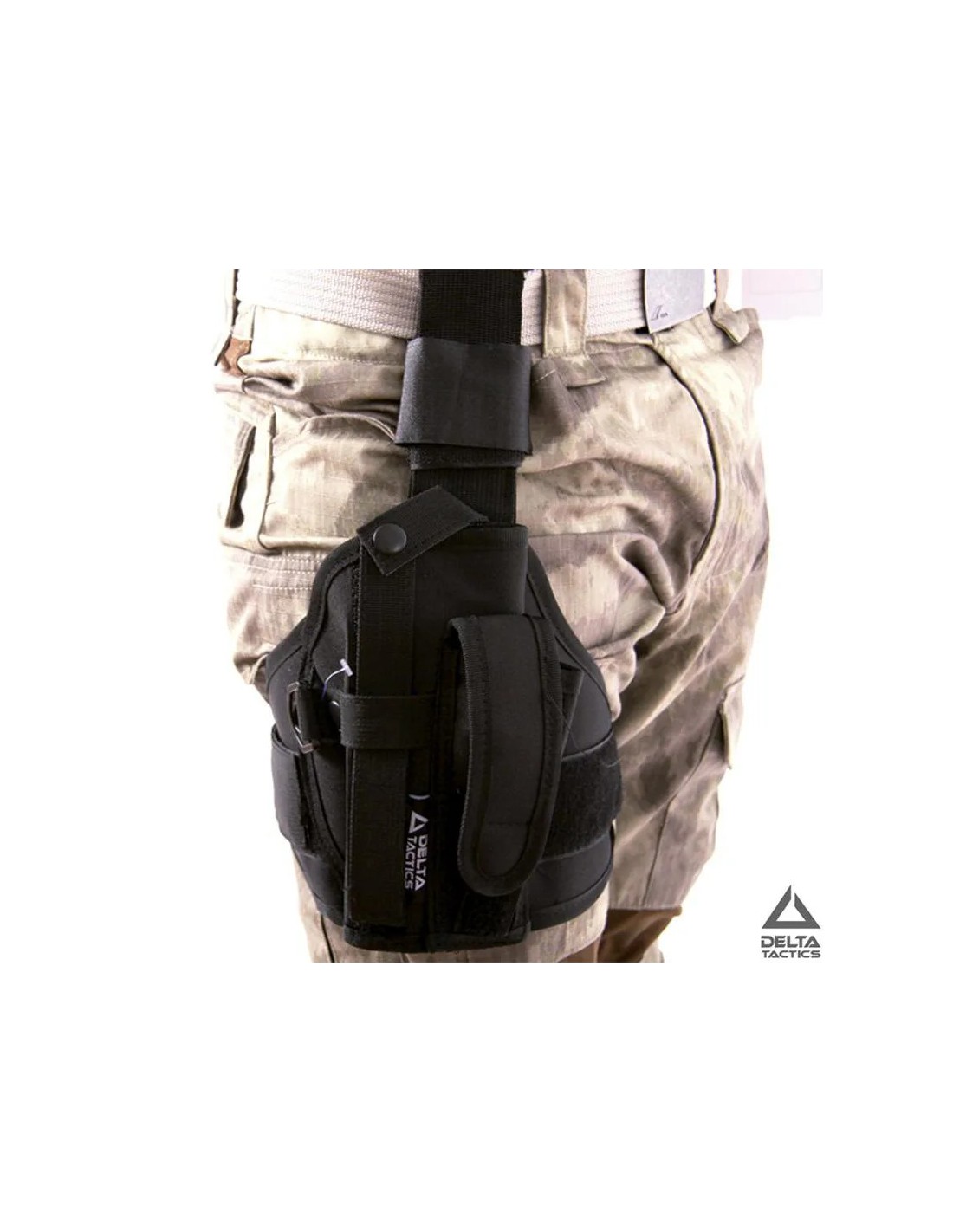 Pistolera pernera universal compacta con portacargador