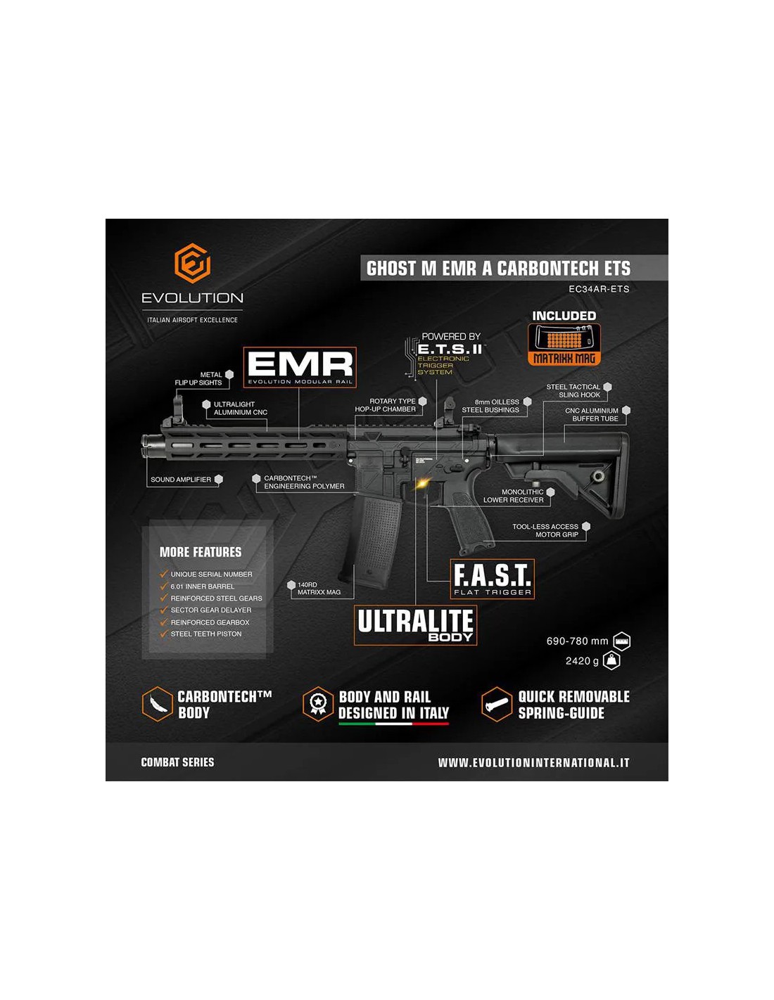 EVOLUTION GHOST M EMR A CARBONTECH ETS - AirSoftYecla.es