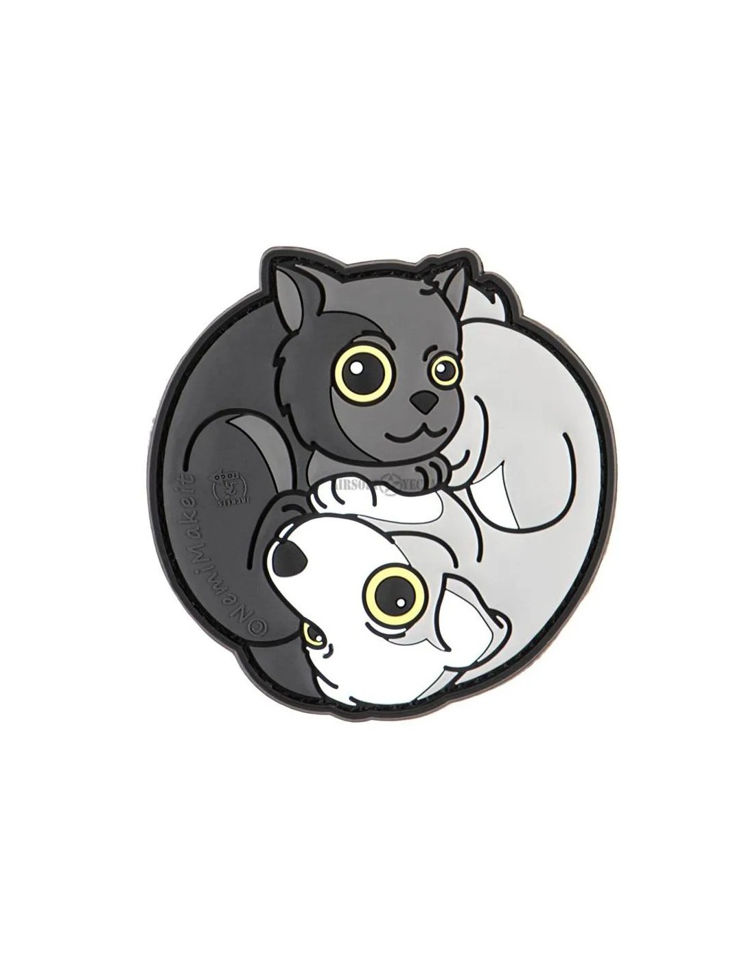 Parche de goma Yin Yang gato y perro 81 x 78 mm con velcro