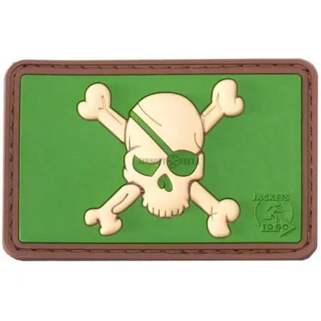 PARCHE DE GOMA CALAVERA PIRATA MARRON Y VERDE - AirSoftYecla.es