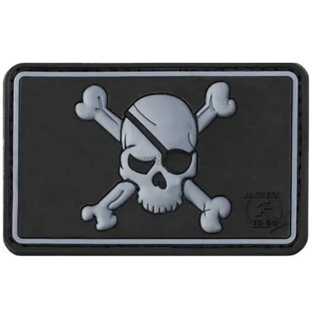 PARCHE DE GOMA CALAVERA PIRATA GRIS Y NEGRO - AirSoftYecla.es