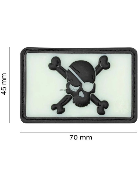 parche-goma-calavera-pirata-gris-negro-textura-material