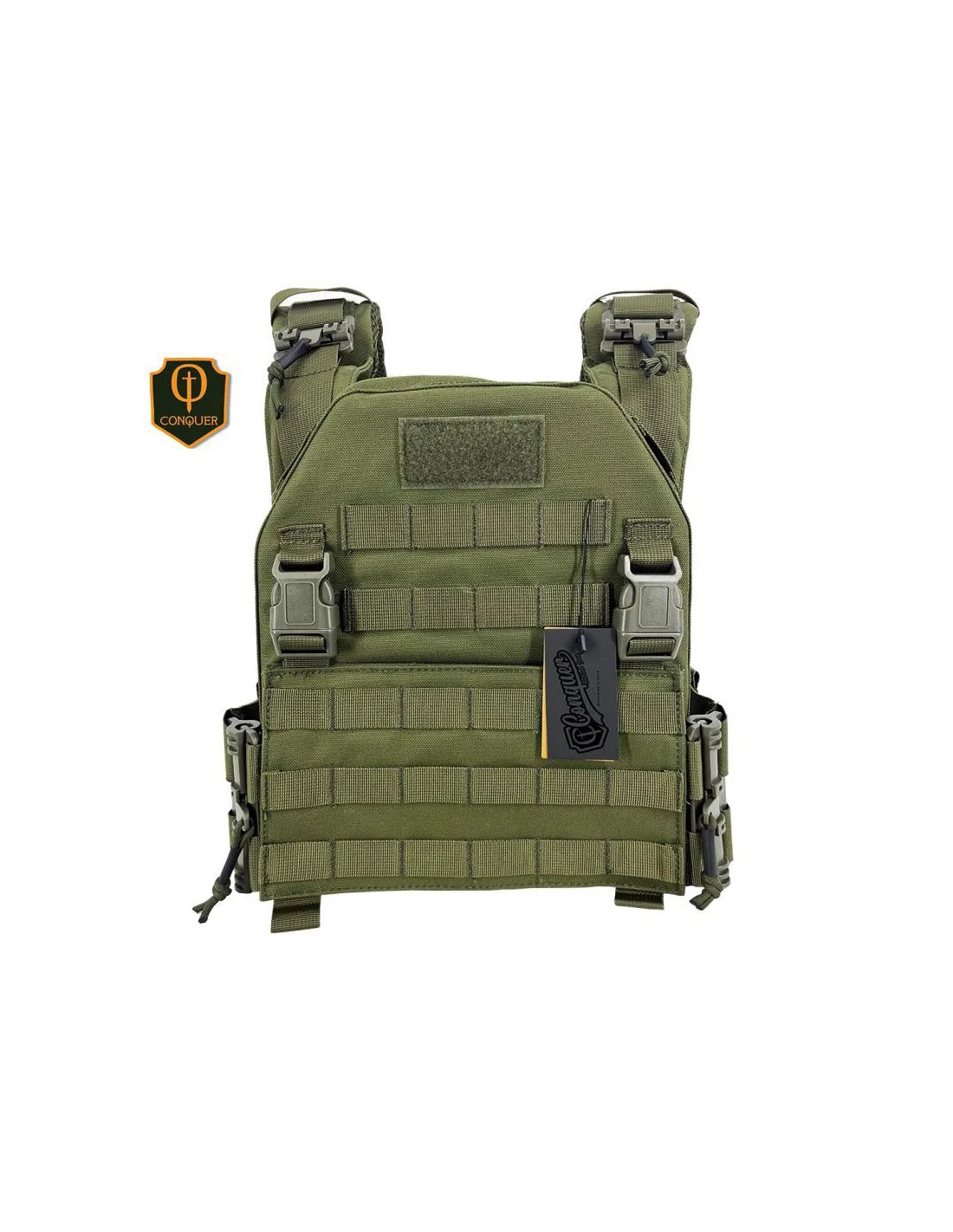 Chaleco porta placas modular ajustable con faja de corte láser Oliva