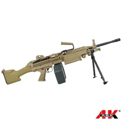 RIFLE ELÉCTRICO A&K M249-MK2 VERSIÓN METALICA -TAN  - AirSoftYecla.es