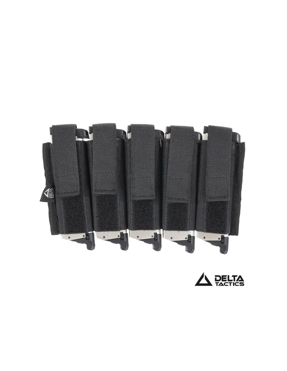 Portacargador reforzado para 5 cargadores de pistola y ARP9 con anclaje MOLLE y sujeción elástica