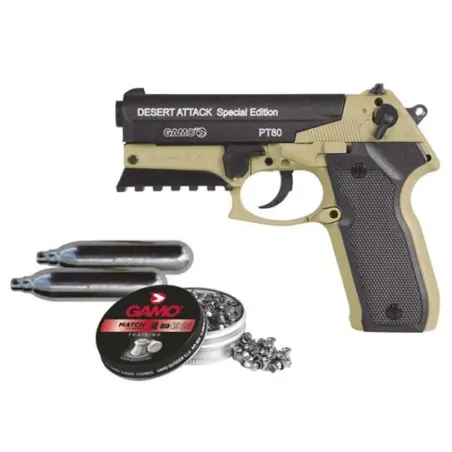 GAMO Pack Pistola PT-80 Desert Attack - AirsoftYecla.es