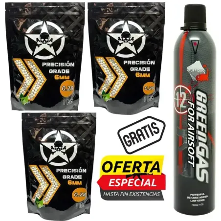 PACK 3 BOLSAS DE BOLAS 0.28G + PUFF DINO REGALO - AirSoftYecla.es