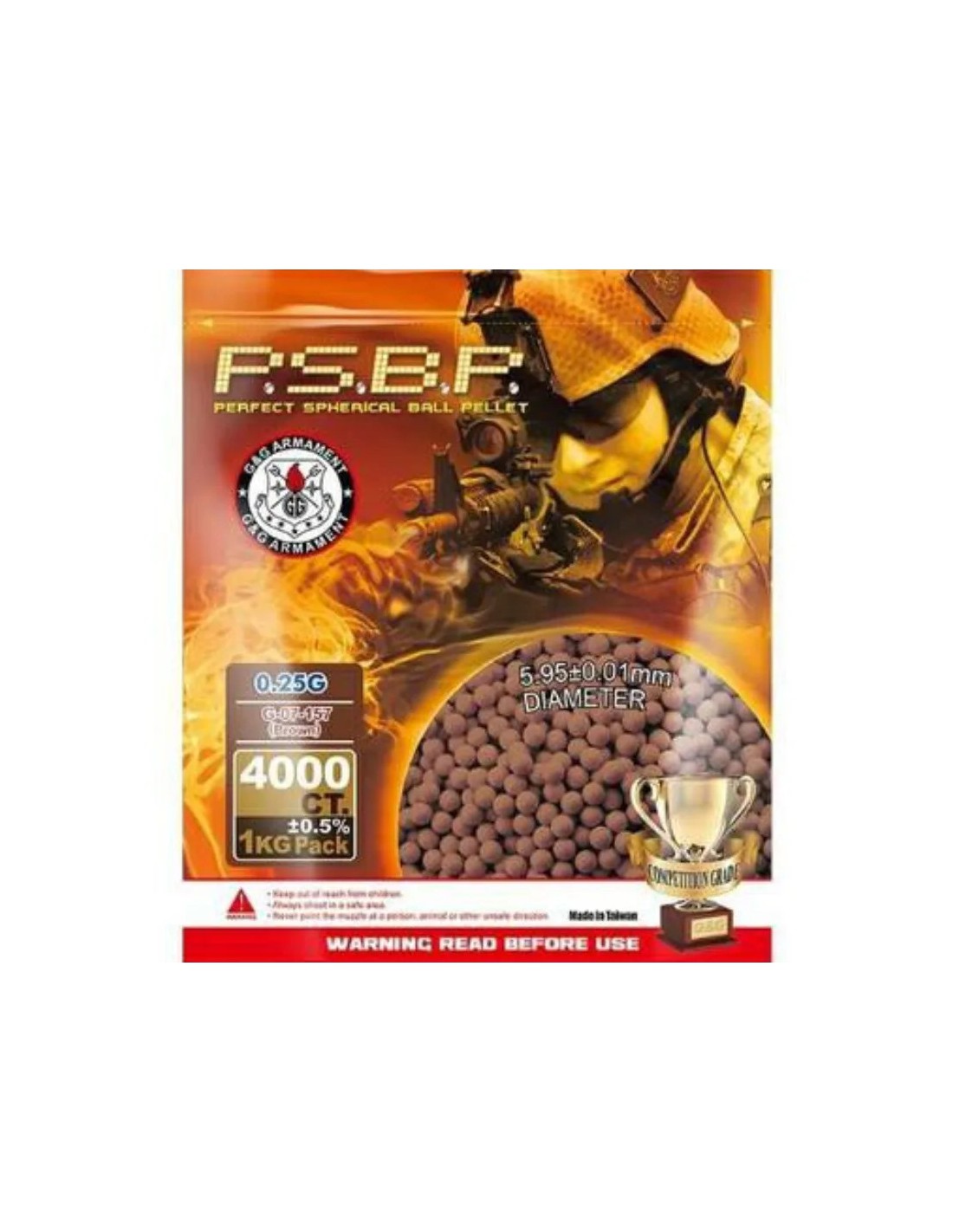 BOLAS 6MM 0.25G 1KG 4000 UNIDADES MARRÓN