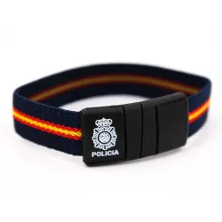 PULSERA ELÁSTICA CIERRE PVC POLICIA NACIONAL AZUL