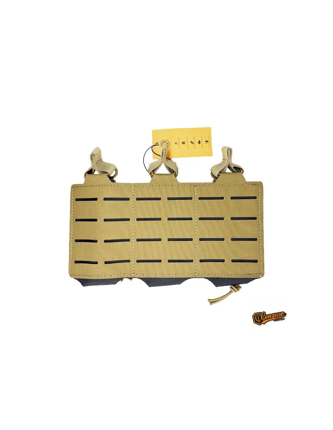 Portacargador triple para fusil M4 M16 en nylon con fijación Molle y retención elástica Coyote