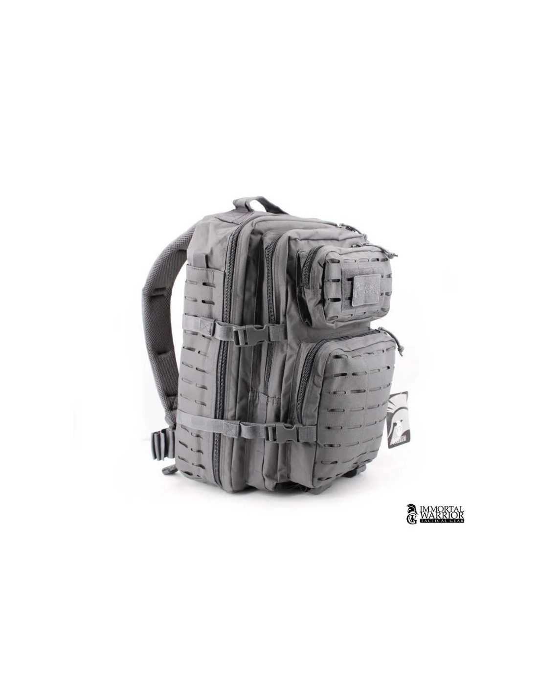 MOCHILA 36 LITROS CORTE LÁSER SISTEMA MOLLE COMPARTIMENTO PARA HIDRATACIÓN GRIS