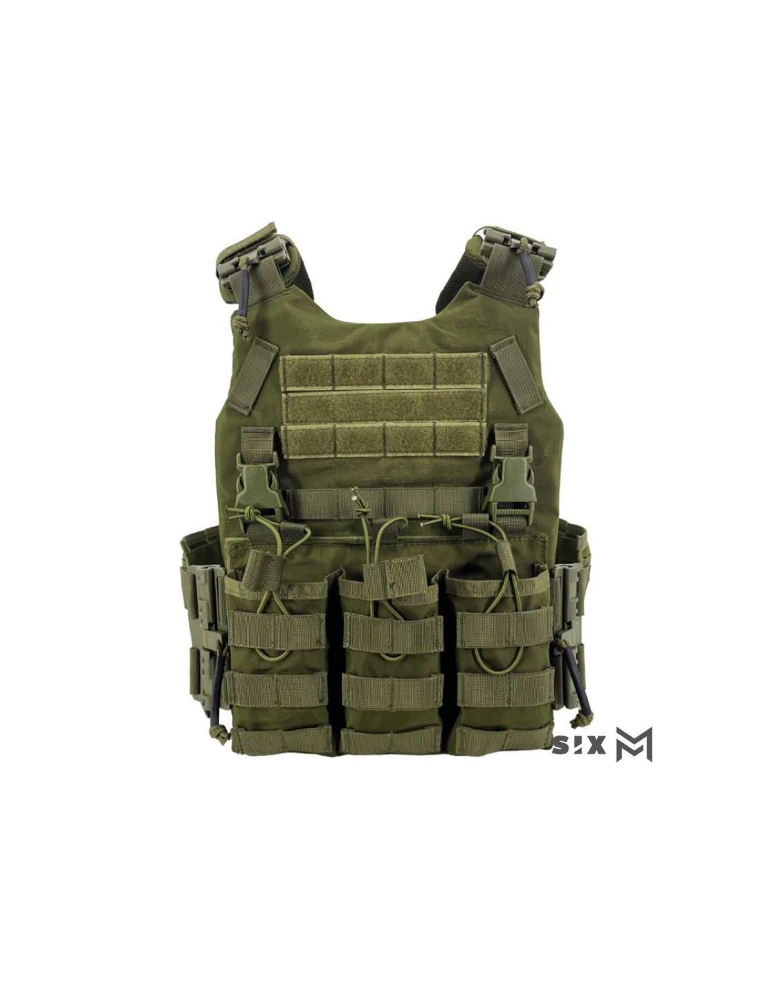 Chaleco táctico modular ajustable con porta cargadores triple para M4 Oliva