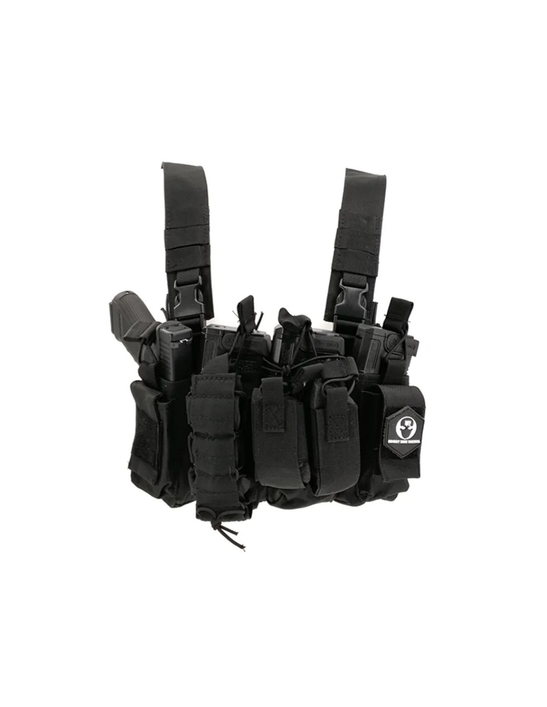 Chaleco de pecho M4 estándar con 4 portacargadores para fusil 2 portacargadores para pistola fundas múltiples y arnés en H